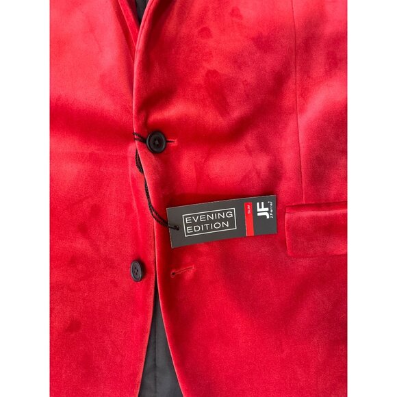 Jf J.Ferrar Red Slim Fit Evening Edition Velvet Mens Blazer Jacket 42L - Picture 5 of 6
